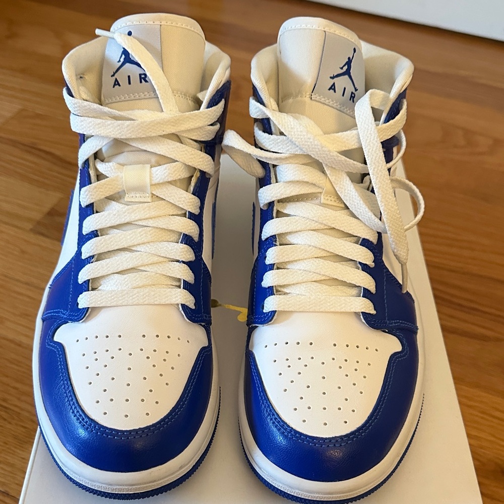 WMNS Air Jordan 1 Mid White and Hyper Royal